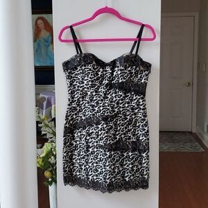 Bebe Black & White Cheetah Print Mini Dress